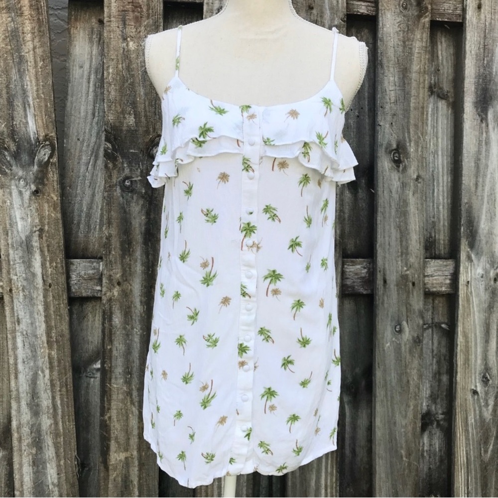 Cage palm tree print dress